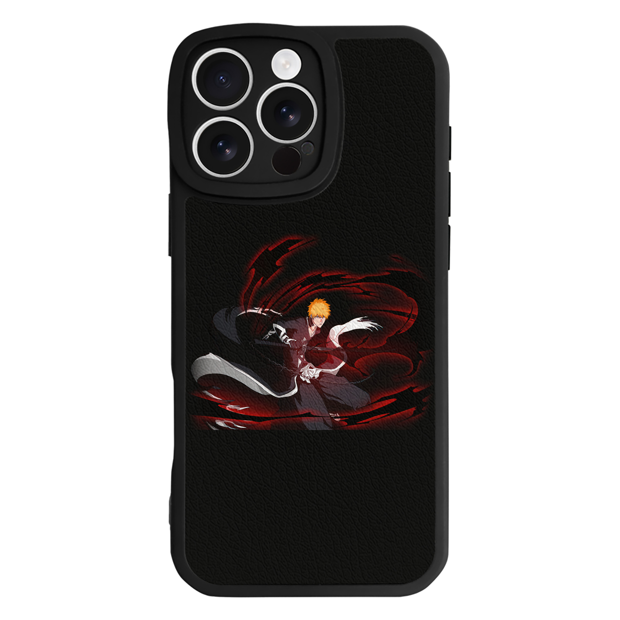 （画像用） ブリーチ 黒崎一護（くろさき いちご）BLEACH Kurosaki Ichigo 【iPhone 16シリーズ対応】シリコンスマホケース（レザー調） 材質：シリコン